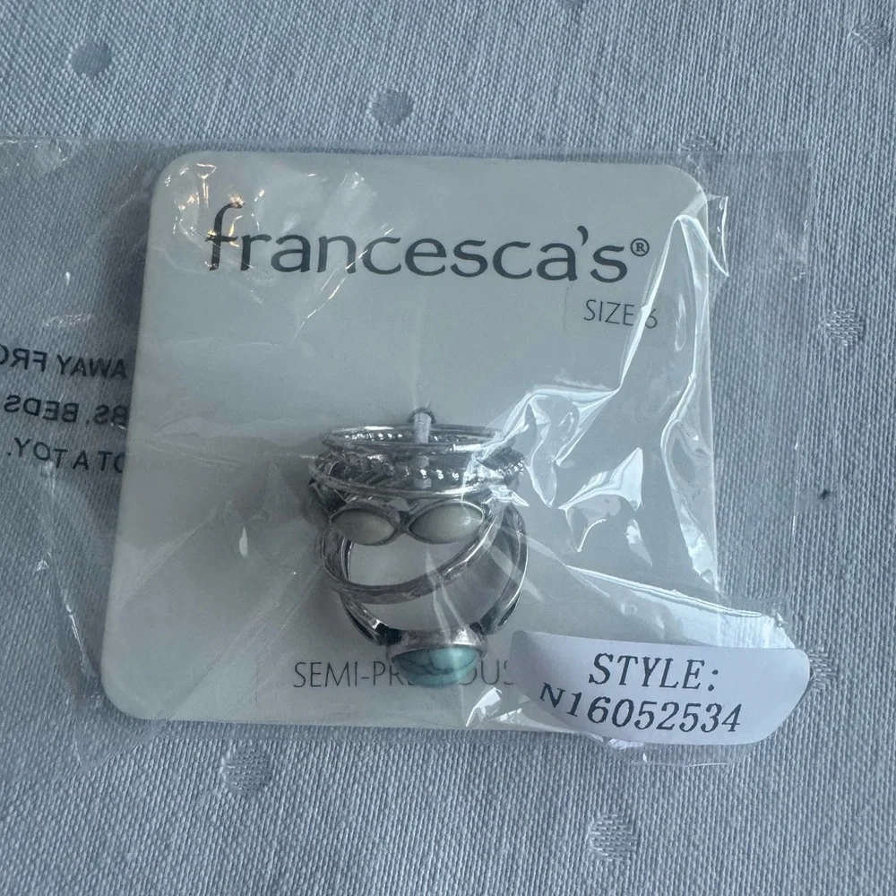 NWT Francesca’s Andrea Amazonite Ring Set Size 6